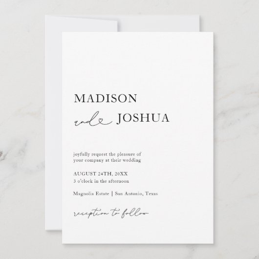 Invitation Calligraphie cardiaque moderne Photo QR Code Invit (Devant)