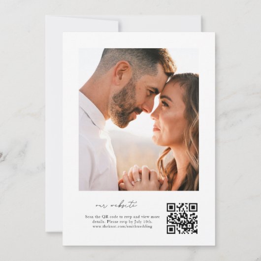 Invitation Calligraphie cardiaque moderne Photo QR Code Invit (Dos)