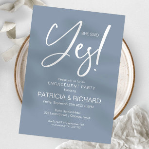 Invitation Calligraphie Chic Elle a Dit Oui Fête de Fiançaill