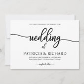 Invitation Calligraphie Chic Mariage noir et blanc (Devant)