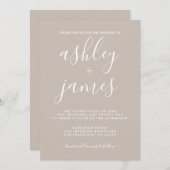 Invitation Calligraphie Chic simple Gris Morn Mariage (Devant / Derrière)