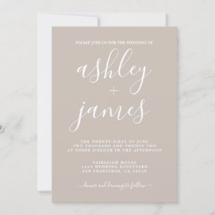 Invitation Calligraphie Chic simple Gris Morn Mariage