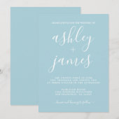 Invitation Calligraphie Chic simple Mariage bleu brillant (Devant / Derrière)