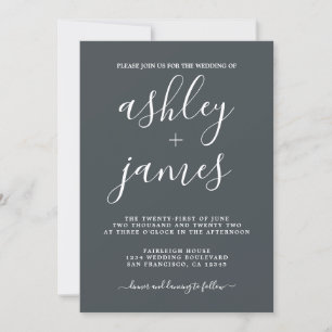 Invitation Calligraphie Chic Simple Mariage Hors Noir