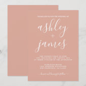 Invitation Calligraphie Chic simple Mariage rose Dusty (Devant / Derrière)