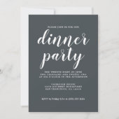 Invitation Calligraphie Chic Simple Off-Black Dinner Party (Devant)