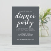 Invitation Calligraphie Chic Simple Off-Black Dinner Party (Debout devant)