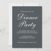 Invitation Calligraphie Chic Simple Off-Black Dinner Party (Devant)