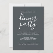 Invitation Calligraphie Chic Simple Off-Black Dinner Party (Devant)