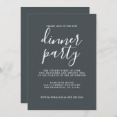 Invitation Calligraphie Chic Simple Off-Black Dinner Party (Devant / Derrière)