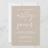 Invitation Calligraphie Chic Simple Shiitake Grey Mariage (Devant)