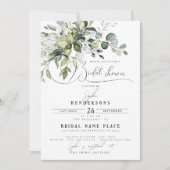 Invitation Calligraphie chic Vert Eucalyptus Fête des mariées (Devant)