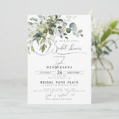 Invitation Calligraphie chic Vert Eucalyptus Fête des mariées (Debout devant)