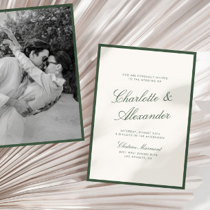 Invitation Calligraphie Classique Argent Vieux Mariage Sage F