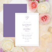 Invitation Calligraphie classique Lavande Mariage Monogramme
