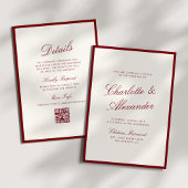 Invitation Calligraphie classique Mariage Vieux argent rouge 