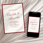 Invitation Calligraphie classique Mariage Vieux argent rouge