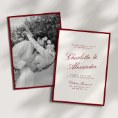 Invitation Calligraphie classique Mariage Vieux argent rouge