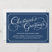 Invitation Calligraphie classique Marine Blue Christmas Party (Devant)