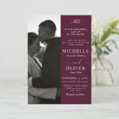 Invitation Calligraphie Classique Photo Mariage élégant (Debout devant)