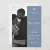 Invitation Calligraphie Classique Photo Mariage élégant (Devant)