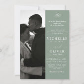 Invitation Calligraphie Classique Photo Mariage élégant (Devant)