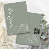 Invitation Calligraphie classique QR Code Sage Mariage vert