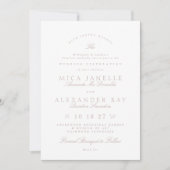 Invitation Calligraphie classique rose Taupe Mariage officiel (Devant)