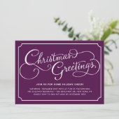 Invitation Calligraphie classique Script Purple Christmas Par (Debout devant)