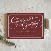 Invitation Calligraphie classique Script Red Christmas Party