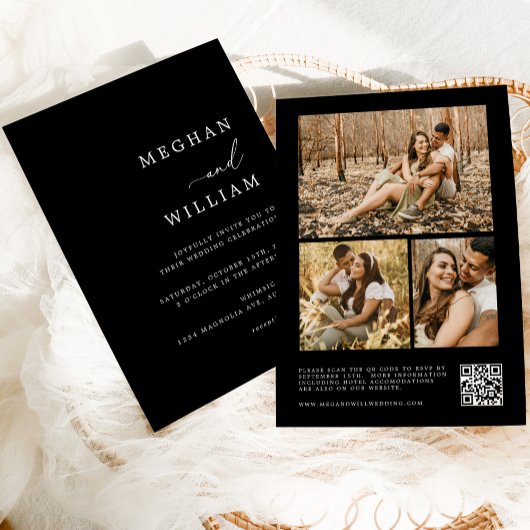 Invitation Calligraphie contemporaine Collage photo Code QR