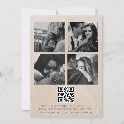 Invitation Calligraphie contemporaine photo code QR mariage (Dos)