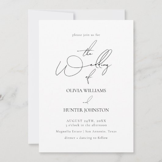Invitation Calligraphie contemporaine Simple Mariage (Devant)