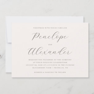 Invitation Calligraphie Crème Élégante