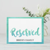 Invitation Calligraphie d'aquarelle Plage Mariage Réservé Sig (Debout devant)