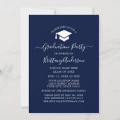 Invitation Calligraphie d'arc moderne Blue Graduation Party (Dos)