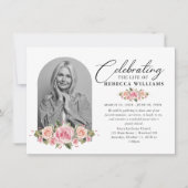 Invitation Calligraphie de Blush rose Célébration de la vie (Devant)