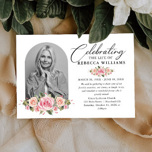 Invitation Calligraphie de Blush rose Célébration de la vie