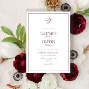 Invitation Calligraphie de Bourgogne classique Mariage de mon