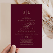 Invitation Calligraphie de Bourgogne romantique Mariage