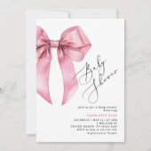Invitation Calligraphie de Bow rose Baby shower Coquette (Devant)