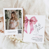 Invitation Calligraphie de Bow rose Photo Code QR Baby shower