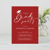 Invitation Calligraphie de Casquette de grade Crimson Red Gra (Debout devant)