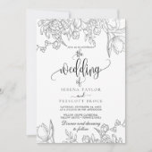 Invitation Calligraphie de feuillage minimale en un seul Mari (Devant)