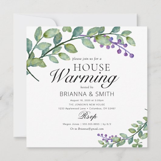 Invitation Calligraphie de l'eucalyptus (Devant)