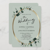 Invitation Calligraphie de l'eucalyptus en un seul Mariage (Devant / Derrière)