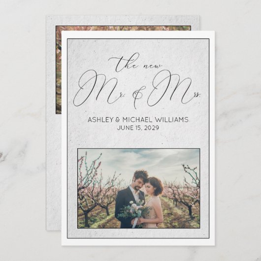 Invitation CALLIGRAPHIE DE LUXE | Nouveau M. & Mme Réception (Devant / Derrière)