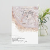 Invitation Calligraphie de marbre d'agate or rose perle (Debout devant)