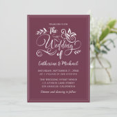 Invitation Calligraphie de mariage décorative Pervenche (Debout devant)