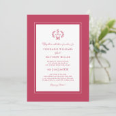 Invitation Calligraphie de mariage élégante à initiales rouge (Debout devant)